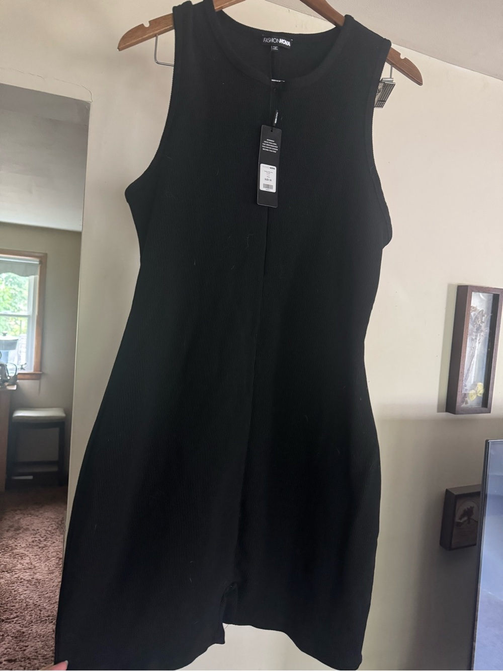 Fashion Nova Black Ribbed Sleeveless Romper